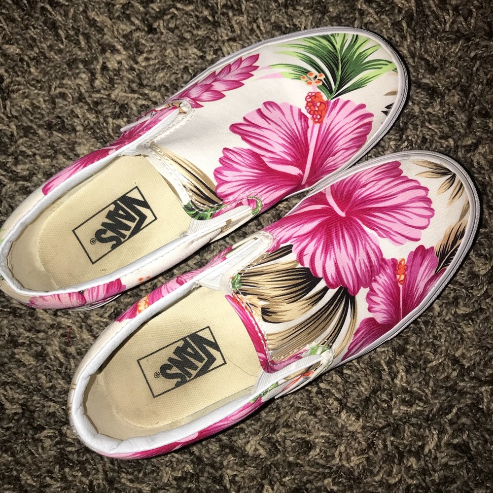 White floral Vans!!